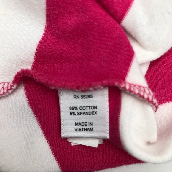 EXPRESS V Neck Pink & White Stripped Stretch T Shirt With Cap Sleeve - Picture 8 of 9
